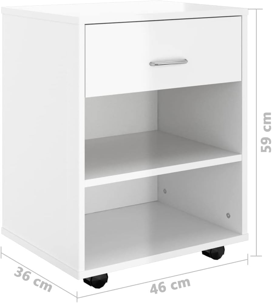 Mobiler Aktenschrank Lagerschrank aus Holzwerkstoff Beistellschrank mit Rollen für Wohnzimmer Schlaf