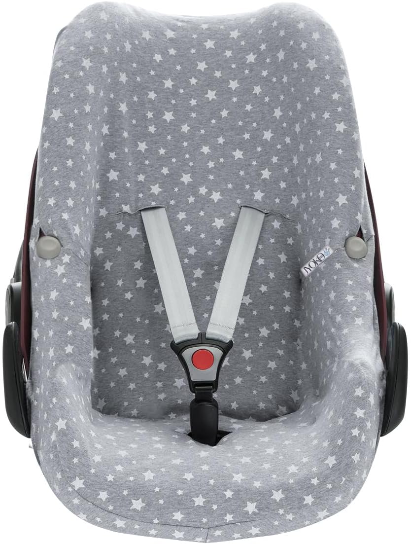 JYOKO KIDS Baumwollbezug für Autositz kompatibel mit Pebble Maxi Cosi, Bebe Confort (White Star), Wh