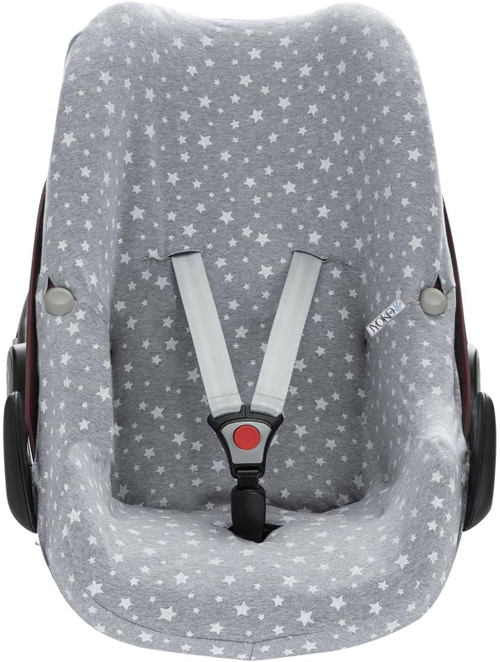 JYOKO KIDS Baumwollbezug für Autositz kompatibel mit Pebble Maxi Cosi, Bebe Confort (White Star), Wh