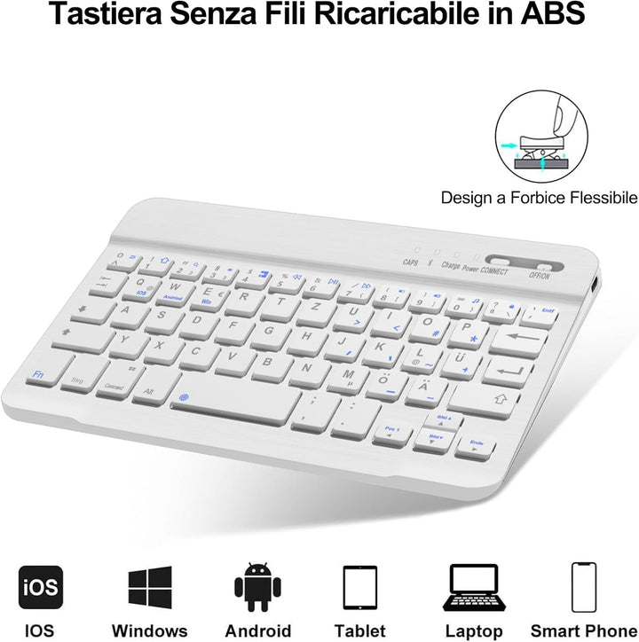 Bluetooth-Tastatur für iPad Mini 7(A17 Pro) 8,3 Zoll 2024 - Italienisches QWERTY-Layout Abnehmbare M
