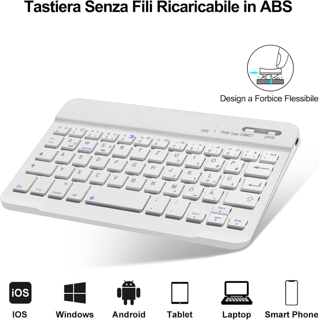 Bluetooth-Tastatur für iPad Mini 7(A17 Pro) 8,3 Zoll 2024 - Italienisches QWERTY-Layout Abnehmbare M