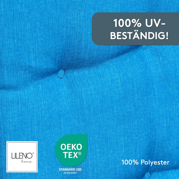 LILENO HOME Gartenstuhl Auflagen als [1er Set - Hochlehner] in Aqua Uni - Bequeme Liegen als Sitzauf