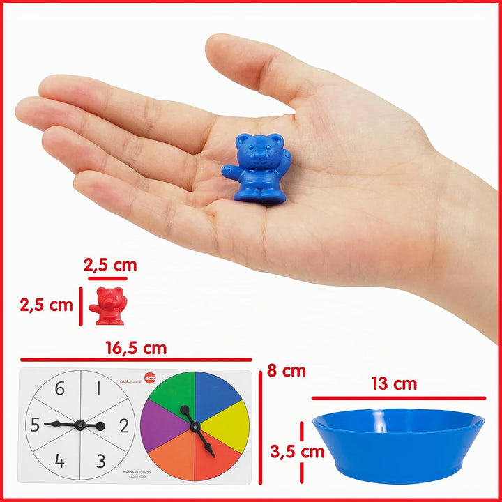 edxeducation Counting Bears mit passenden Schalen, Mathe Lernmittel | 68er Set, 60 Bärenzähler, 6 Sc