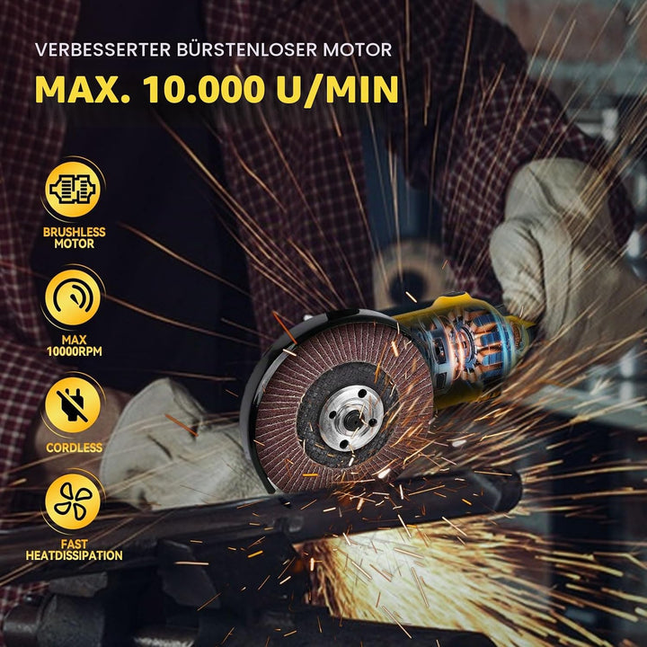 Akku-Winkelschleifer für Dewalt, 125 mm 10.000 U/min Trennwerkzeug elektrischer Schleifer bürstenlos