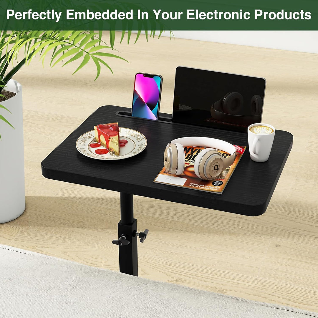 IBUYKE Beistelltisch C Form, 360° Rotierbarer und Höhenverstellbar Sofatisch, Couchtisch für schmale