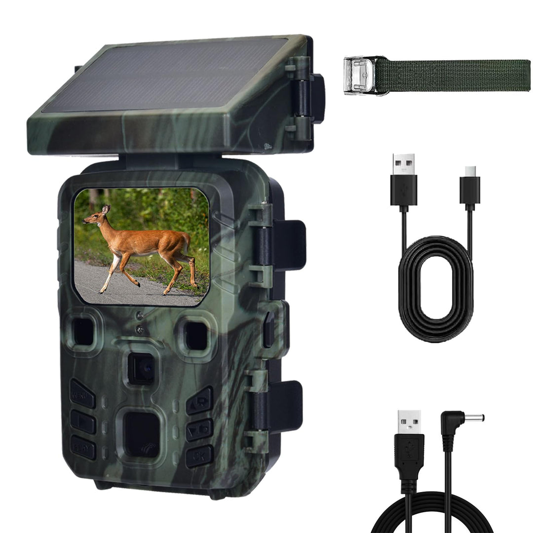 Wildkamera mit 2200mAh Akku, Solar 4K 50MP Wildtierkamera mit Nachtsicht Bewegungsmelder, 850nm IR L