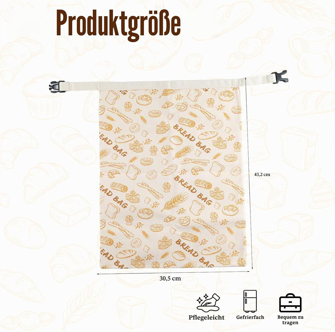 Brotbeutel wiederverwendbar 2er Set aus Baumwolle mit Bienenwachs – Plastikfreie Brottasche zur Aufb