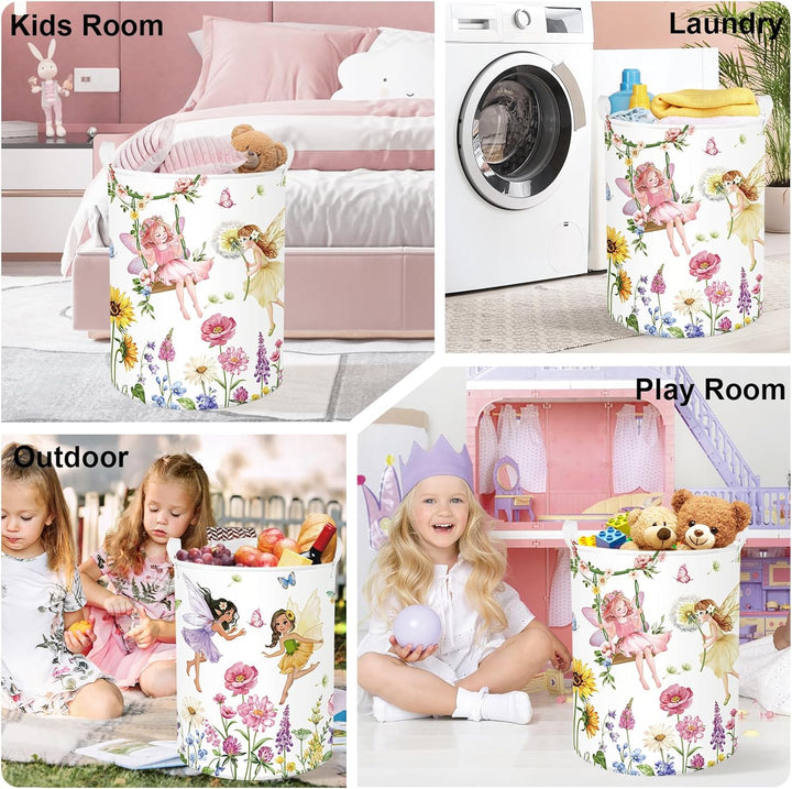 Entzückende Prinzessin Gross Wäschekorb Schmetterling Blume Stoff Aufbewahrungskorb Kleidung Spielze