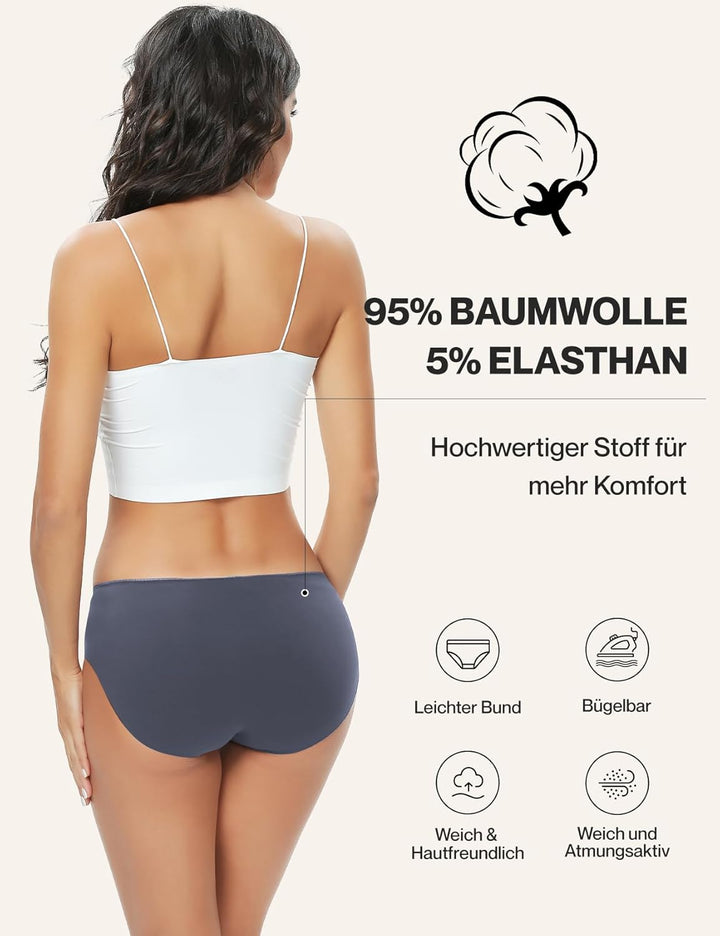 ALTHEANRAY Womens Underwear Cotton Underwear for Women Seamless Hipster Bikini Briefs Panties 6 Pack