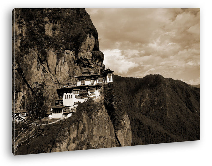 deyoli berühmtes Tigernest Kloster im Himalaya Format: 80x60 Effekt: Sepia als Leinwandbild, Motiv f