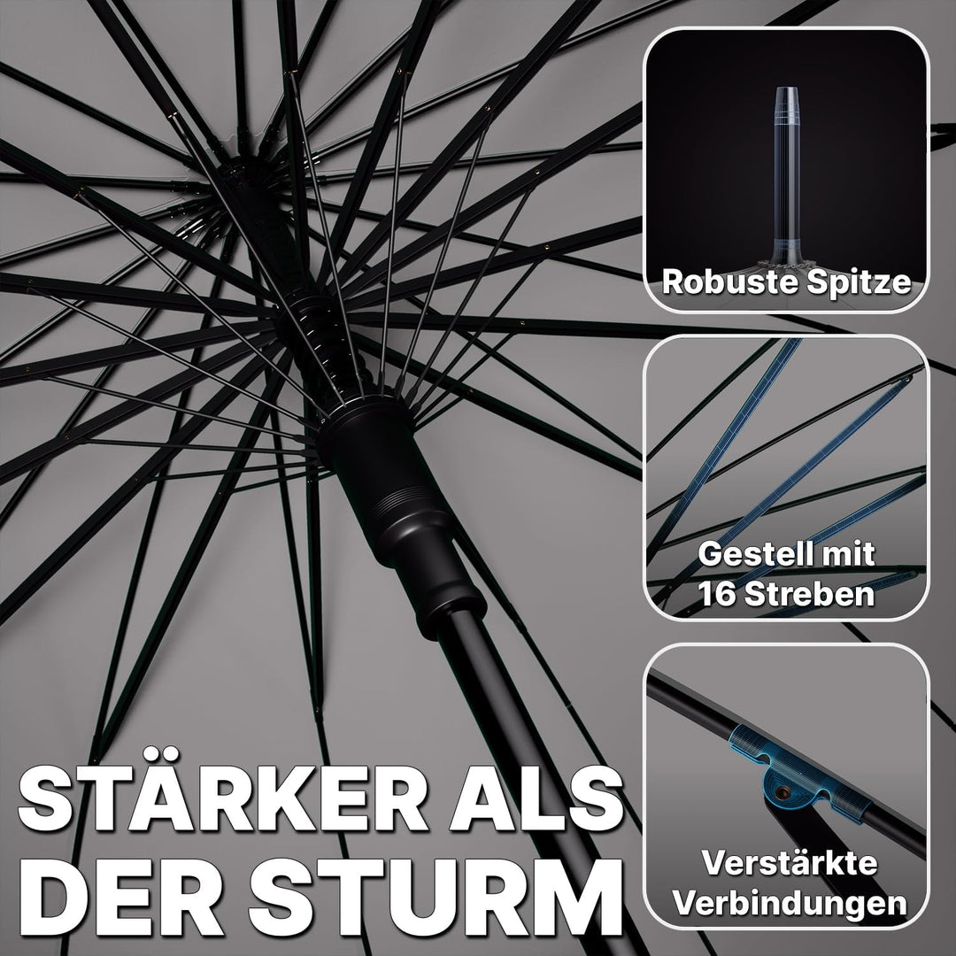 Royal Walk Regenschirm Gross Sturmfest Golf Schirm XXL Stabiler Stockschirm | Grosser Regenschirm fü