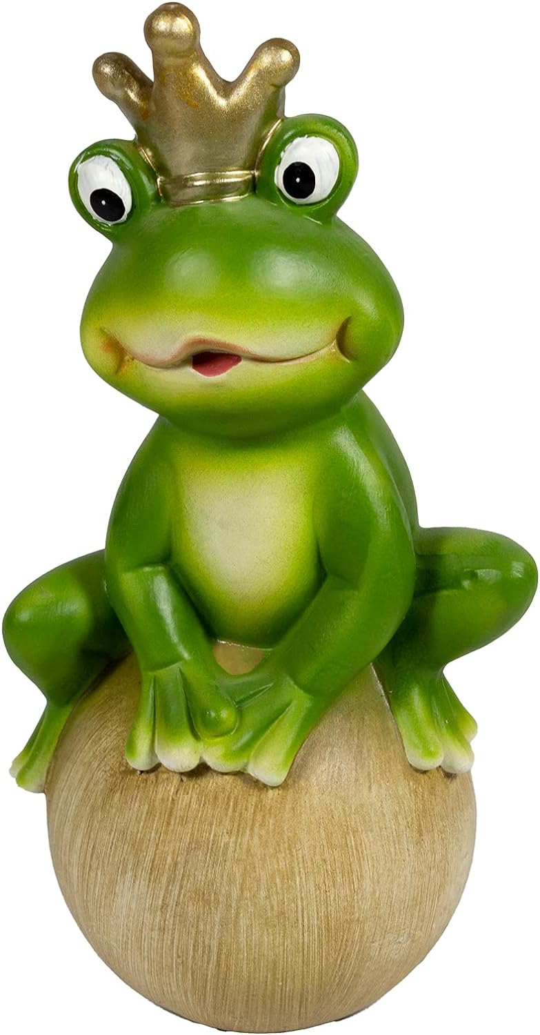 DRULINE Froschkönig - Gartenfigur Frosch - Deko Frosch - Garten Deko - Deko Figur - Indoor/Outdoor -