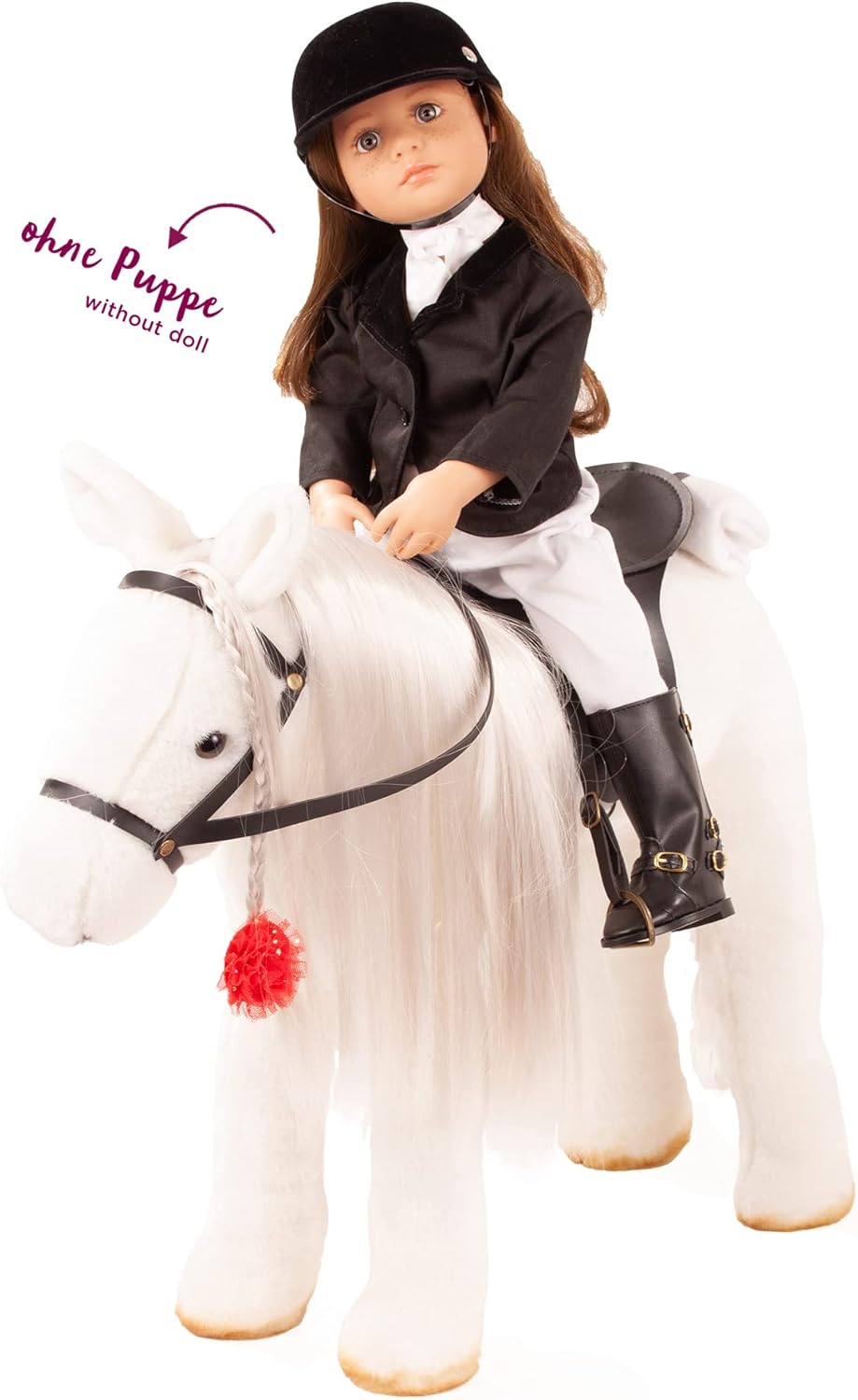 Götz 3403087 Lipizzaner Kämmpferd (Stockmass 37 cm) – weisses Plüschpferd, Höhe ca. 52 cm für Stehpu