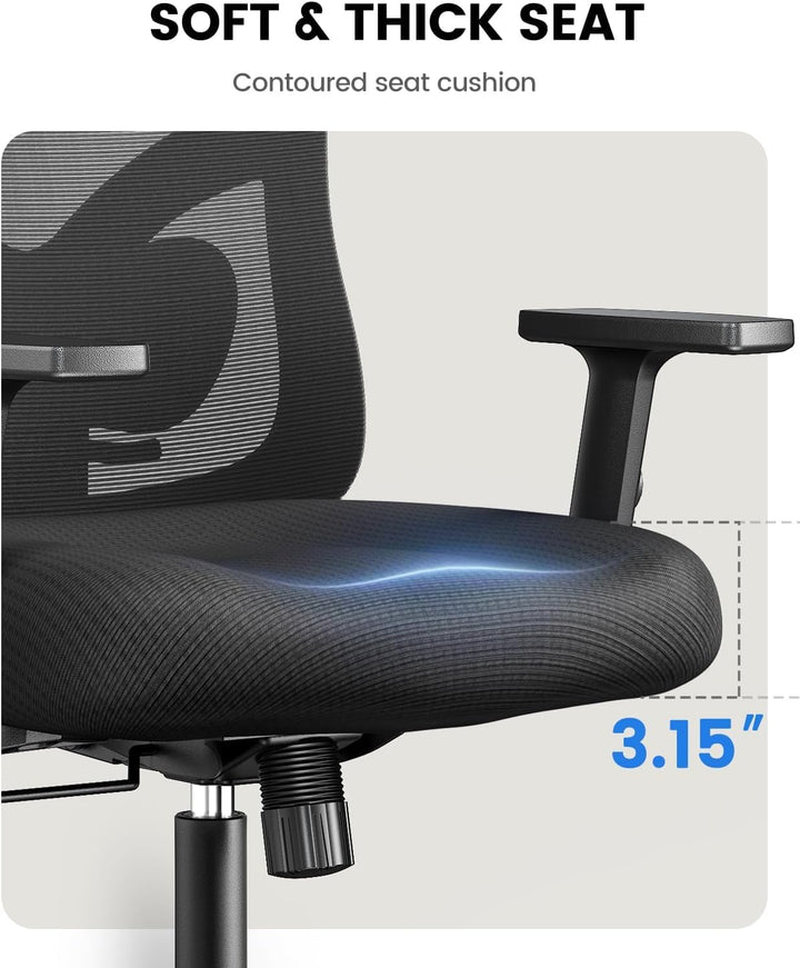 NOBLEWELL Bürostuhl Ergonomisch mit Stummrädern, Schreibtischstuhl mit Wippfunktion & verstellbare H