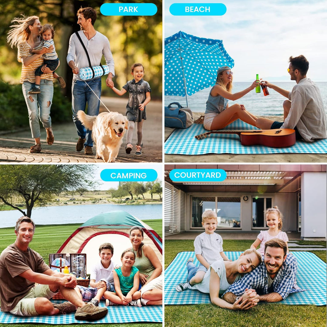 Picknickdecke Stranddecke Strandmatte Wasserdicht mit Tragegriff Outdoor Stranddecke für Camping, Pi