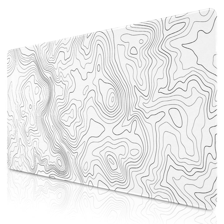Zindoo XXL Mauspad 900 x 400 mm – Weisses Gaming Mousepad mit Topografischem Linienmuster – Präzise
