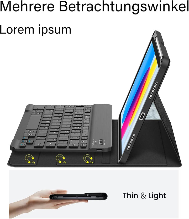 WALWALO Tastatur Hülle für iPad A16 11. Generation 2025 11 Zoll - Magnetische Abnehmbare Keyboard, S