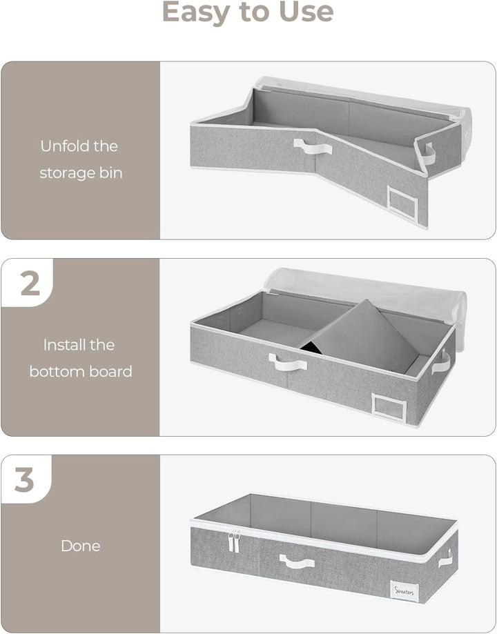 StorageWorks Unterbett Aufbewahrungsbox mit Deckel, Stoff Unterbettkommode mit Griffen, faltbare Unt