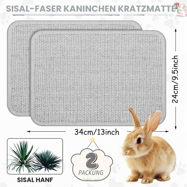 UPINS Kratzmatte für Kaninchen, 2 Stück Sisal Teppich für Krallen- und Zahnpflege, Bettwäsche zum Be