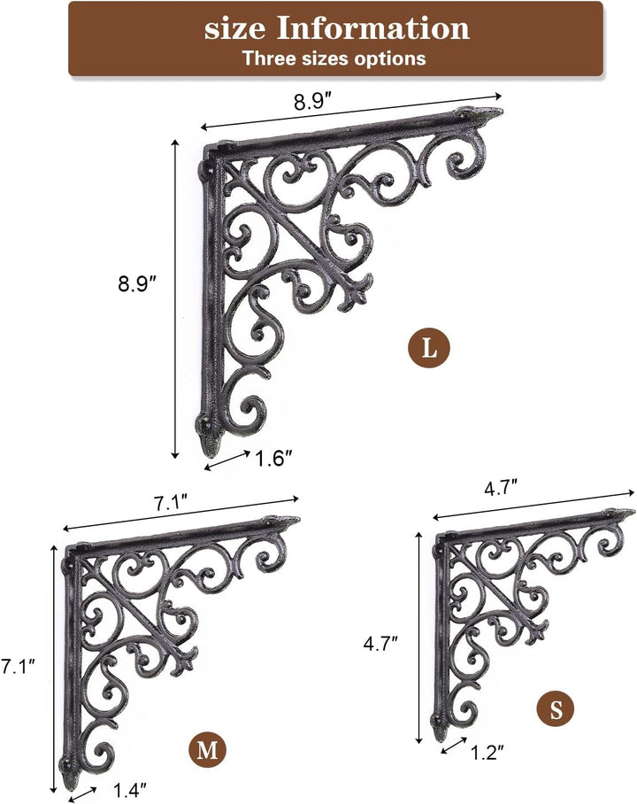 Sungmor Regalhalterungen aus Gusseisen, Wandmontage, robust und stabil, 90 ° rechtwinklig, Wandplatt