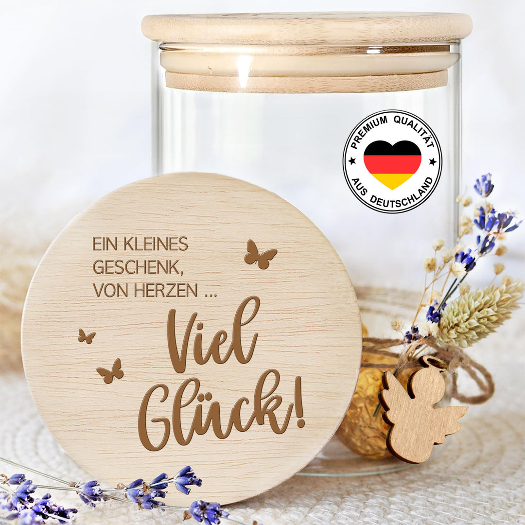 Grandora Vorratsglas Viel Glück Jobwechsel Abschiedsgeschenk für Kollegen &amp; Lehrer Aufbewahrungsglas