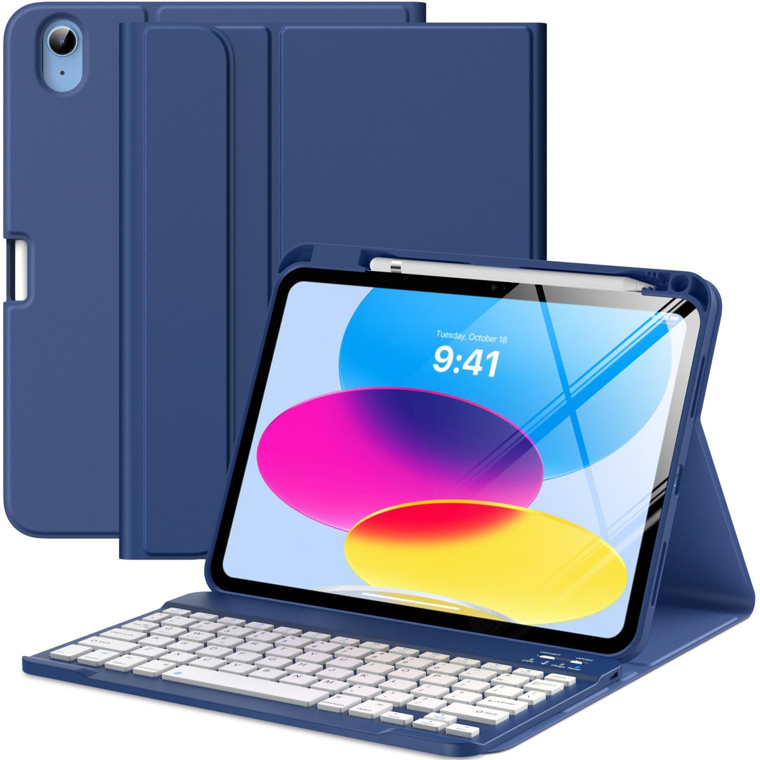 MoKo Tastatur Hülle für iPad 10th Generation 2022, iPad 10,9 Zoll, Multi-Winkel Magnetische Tablet H