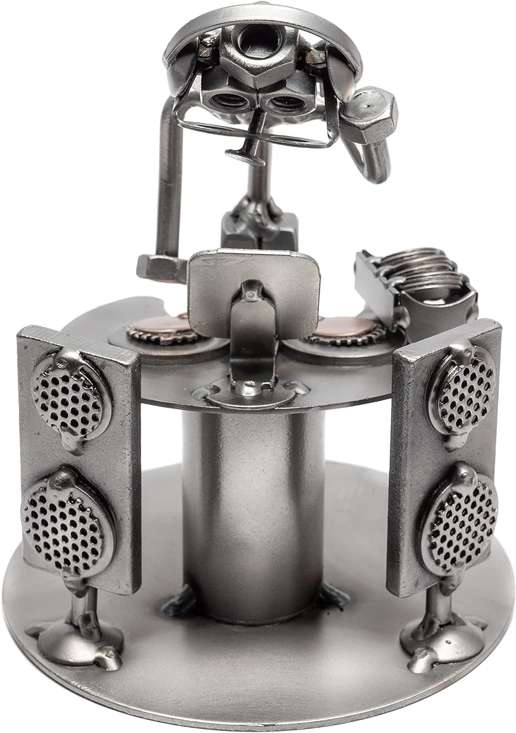 STEEMO Schraubenmännchen DJ Diskjockey Turntable Geschenk Metall-Deko 12x12x16 cm