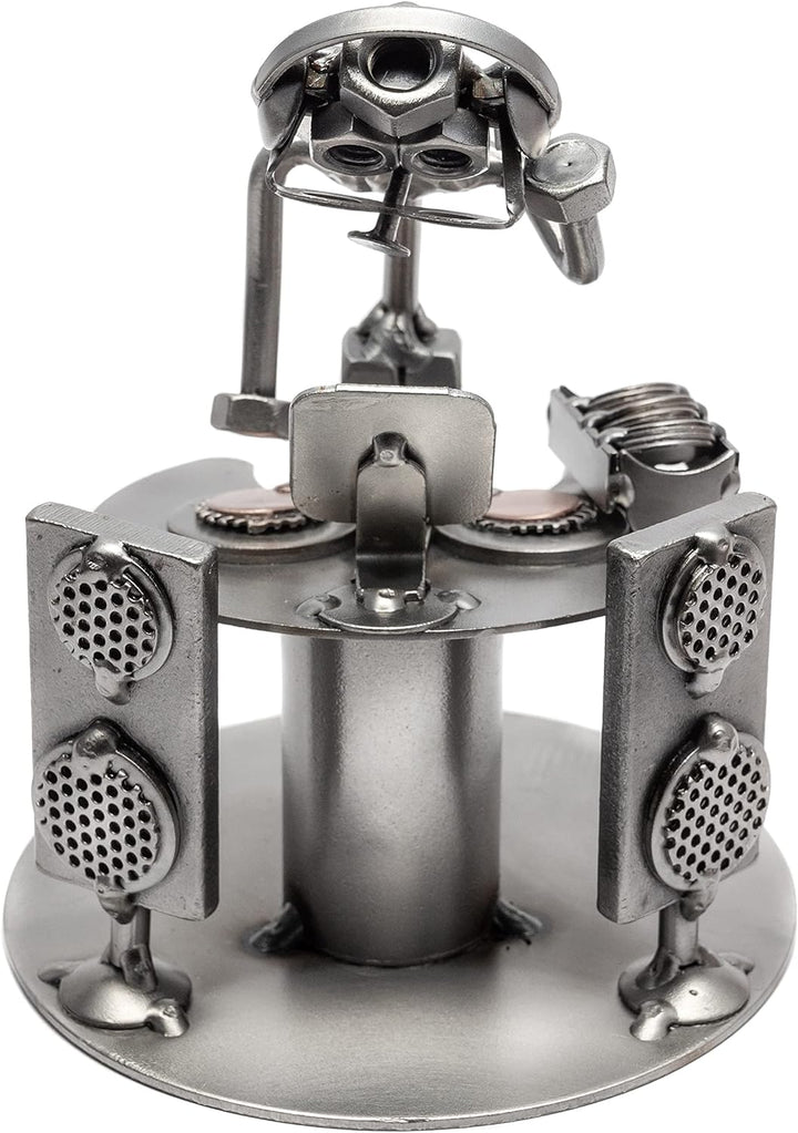 STEEMO Schraubenmännchen DJ Diskjockey Turntable Geschenk Metall-Deko 12x12x16 cm