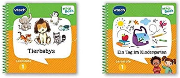 Vtech 80-480004 Lernstufe 1-Tierbabys MagiBook Lernbücher, Mehrfarbig & 80-481204 Lernstufe 1 - EIN
