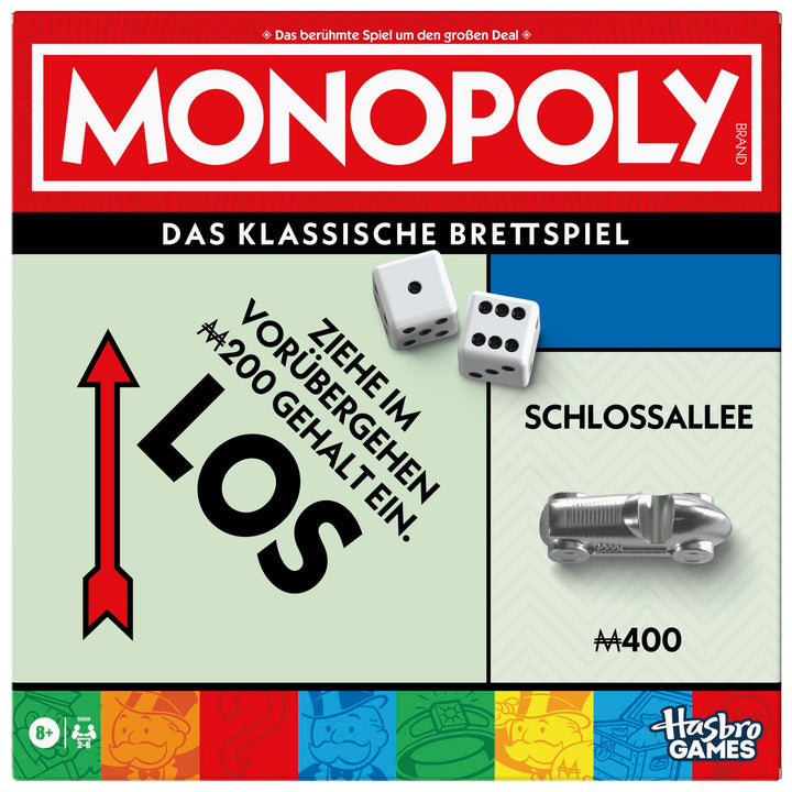 Monopoly Basisspiel mit Aufbewahrungsfach und grösseren Spielfiguren - Deutsche Fassung, Basisspiel