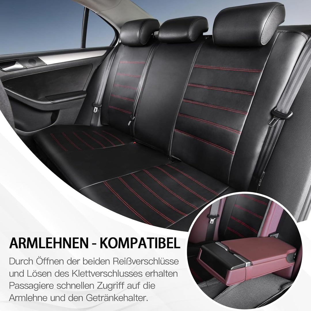 TOYOUN Kunstleder Sitzbezüge Auto Set Universal Klassisch Autositzbezüge Sitzschoner Auto Schonbezug
