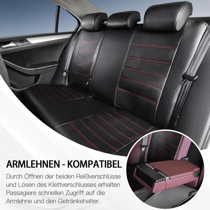TOYOUN Kunstleder Sitzbezüge Auto Set Universal Klassisch Autositzbezüge Sitzschoner Auto Schonbezug