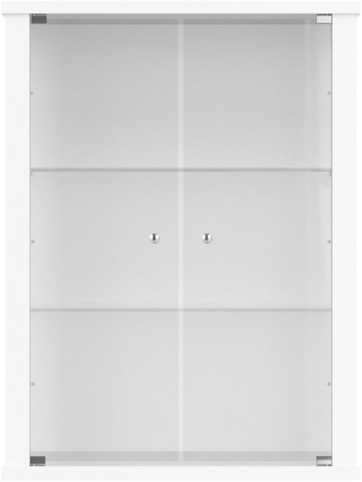 K-Möbel Hängevitrine Glas in Weiss (80x60x25 cm) mit 2 höhenverstellbaren Glasböden - Modellauto - V