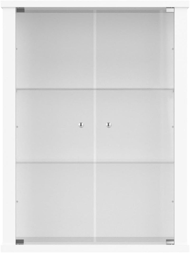K-Möbel Hängevitrine Glas in Weiss (80x60x25 cm) mit 2 höhenverstellbaren Glasböden - Modellauto - V