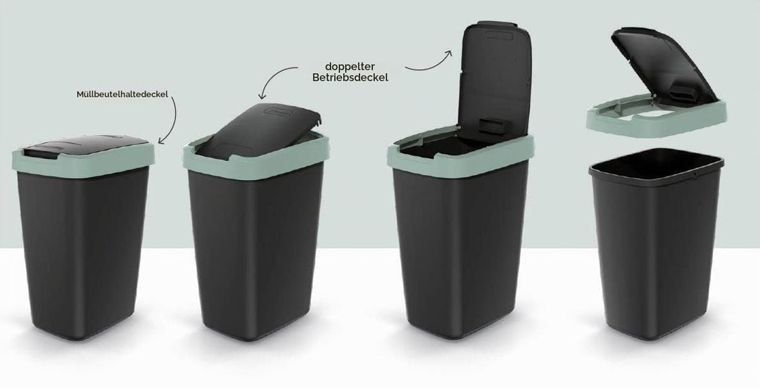 Mülleimer Müllbehälter Abfalleimer Biomülleimer mit Deckel Abfallsammler Mülltonne 53 x 29 x 26cm Pa