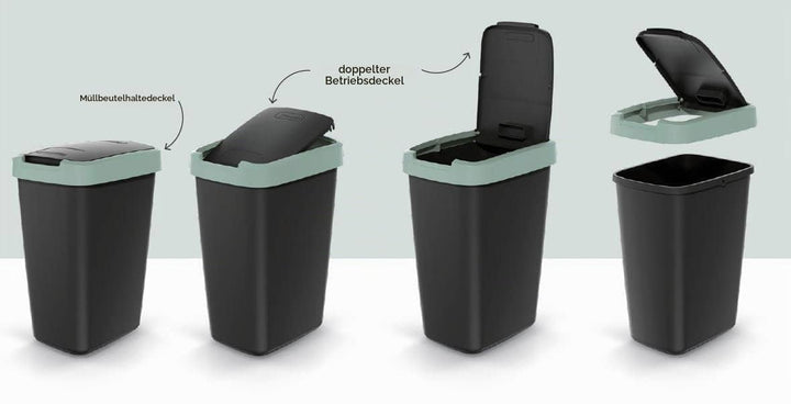 Mülleimer Müllbehälter Abfalleimer Biomülleimer mit Deckel Abfallsammler Mülltonne 53 x 29 x 26cm Pa
