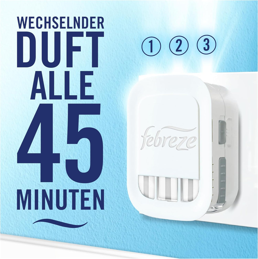 Febreze 3Volution Duftstecker Nachfüllflakon 80 ml Reine Frische, 3 Abwechselnde Düfte Bekämpfen Ger