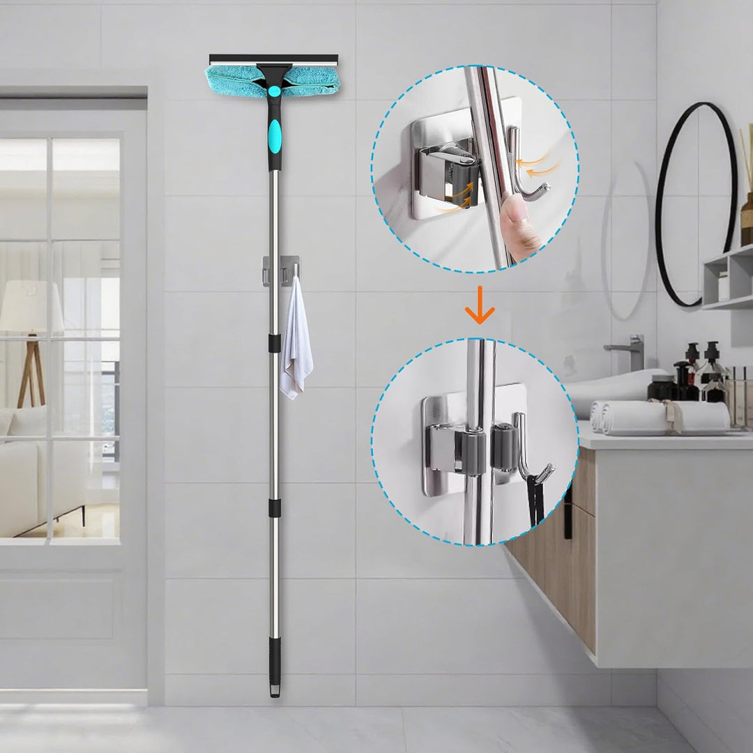 4 in 1 Teleskop Fensterwischer Abzieher Set,24cm~390cm Extra Lange Fensterputzer Set,1 Stauber,3 Mik