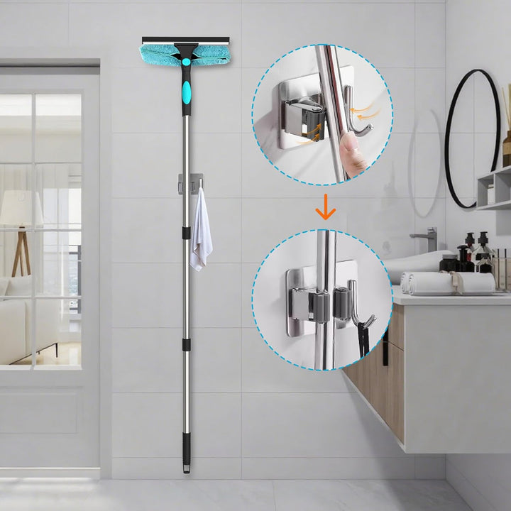 4 in 1 Teleskop Fensterwischer Abzieher Set,24cm~390cm Extra Lange Fensterputzer Set,1 Stauber,3 Mik