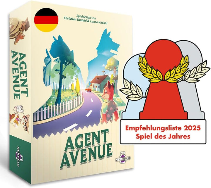 Agent Avenue, Strategisches Kartenspiel, 2-4 Spieler, 10-15 Min Spielzeit, Ab 8 Jahren, auf der Empf