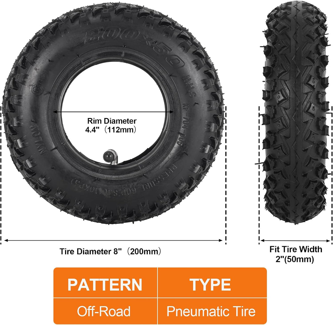 2 Satz 200 x 50 (8 "x2") Dirt Scooter Knobby Reifen & Schlauch 8 x 2 Offroad-Reifen für Pro RDS Dune