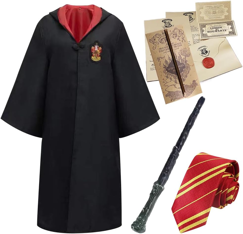 NAVESO Kostüm Harry, Zauberer Cosplay Kostüm, Cosplay Kostüm Harry, Magier Robe Kinder mit Harry Pot