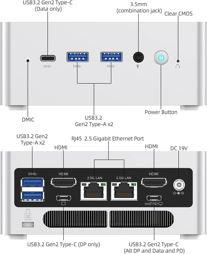 MINIS FORUM NAB6 Lite Mini PC, Core i5-12600H 12 Kerne/16 Threads Prozessor bis zu 4,5 GHz, Iris XE
