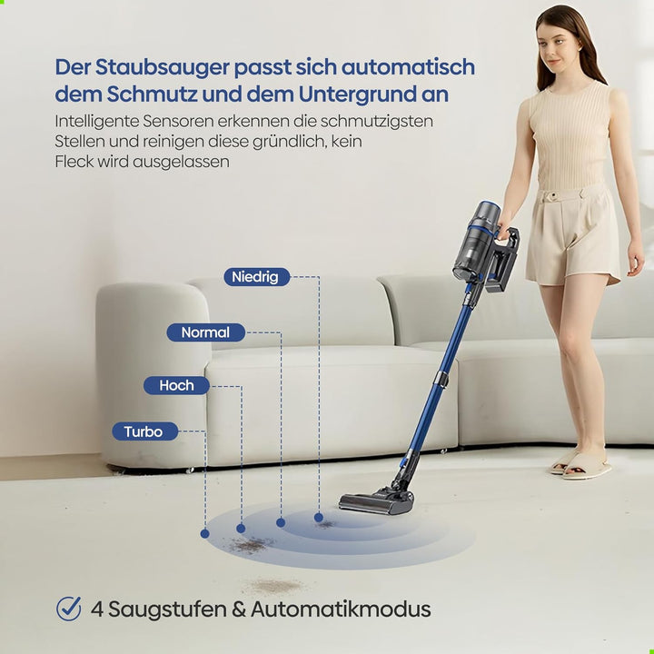 Olvy Akku-Staubsauger mit Wischfunktion, Tierhaare/Teppiche/Hartböden, Kabelloser 2-in-1, ohne Beute