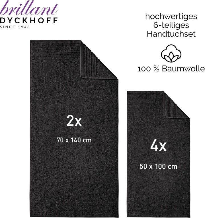Dyckhoff 0410996115 Handtuchset "Brillant", 2 Badetücher / Duschtücher 70 x 140 cm und 4 Handtücher