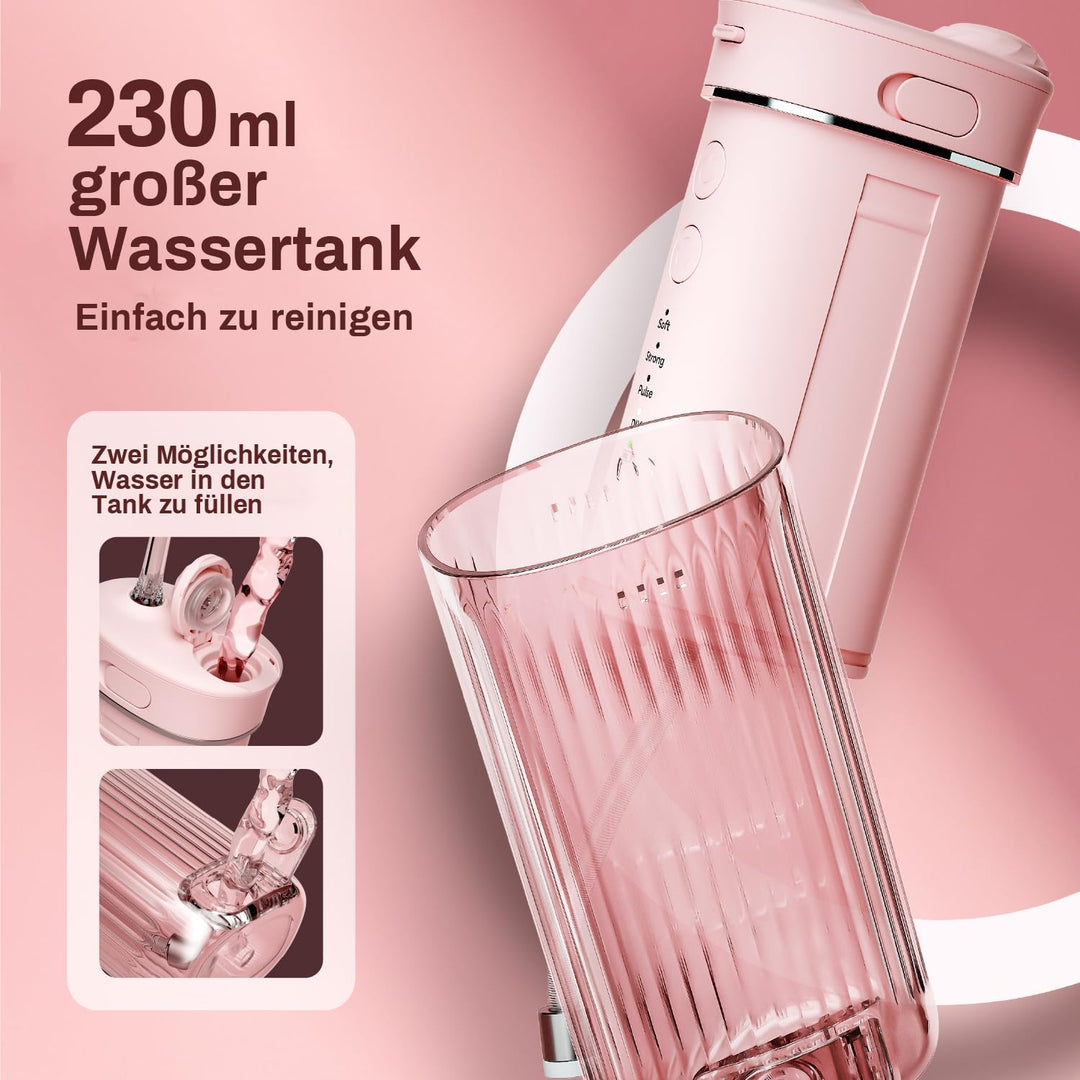 JTF Munddusche Mini, Tragbar Elektrische Zahnreinigung Kabellos, Reise Zahnzwischenraumreiniger mit