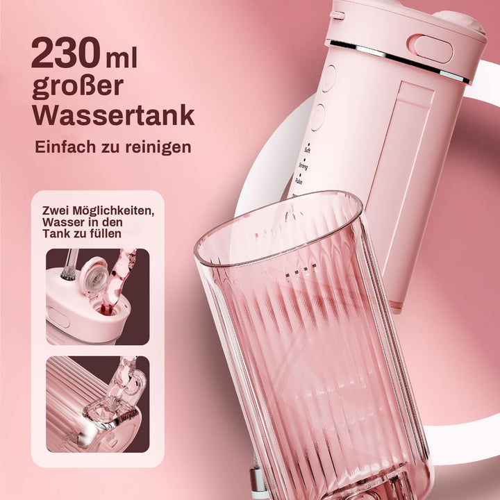 JTF Munddusche Mini, Tragbar Elektrische Zahnreinigung Kabellos, Reise Zahnzwischenraumreiniger mit