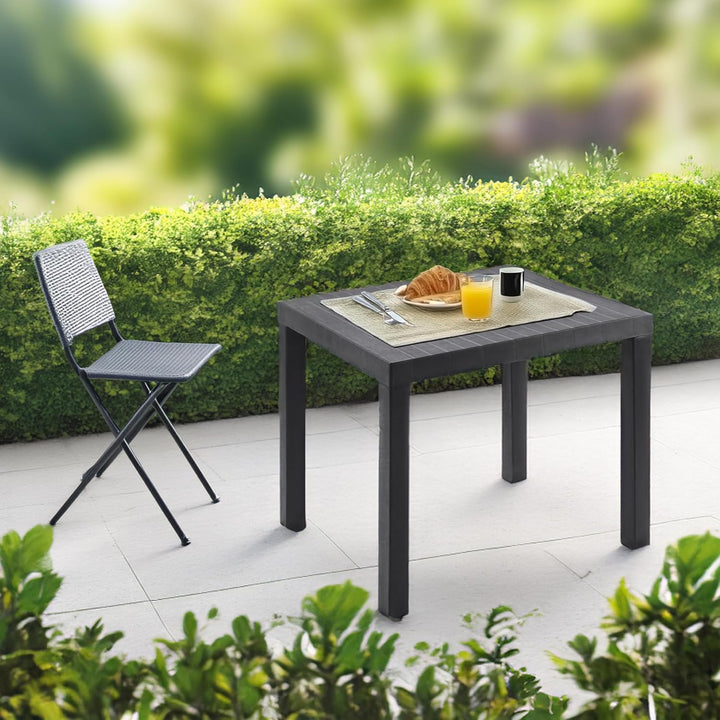 Spetebo Kunststoff Gartentisch rechteckig 78 x 65 cm - anthrazit - Campingtisch im klassischen Desig