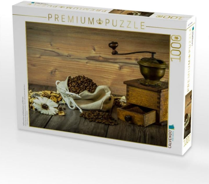 CALVENDO Puzzle Kaffeemühle mit Kaffeebohnen und Blumen 1000 Teile Lege-Grösse 64 x 48 cm Foto-Puzzl