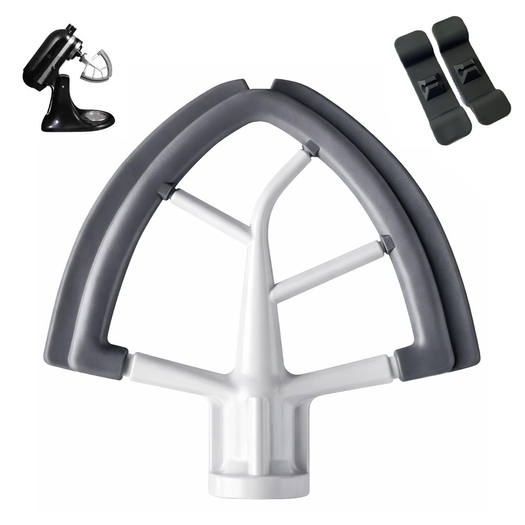 Flex Edge Schlägel für KitchenAid 4.5-5QT, Lebensmittelechter Flachrührer mit Silikon-Kanten & 2 Kab